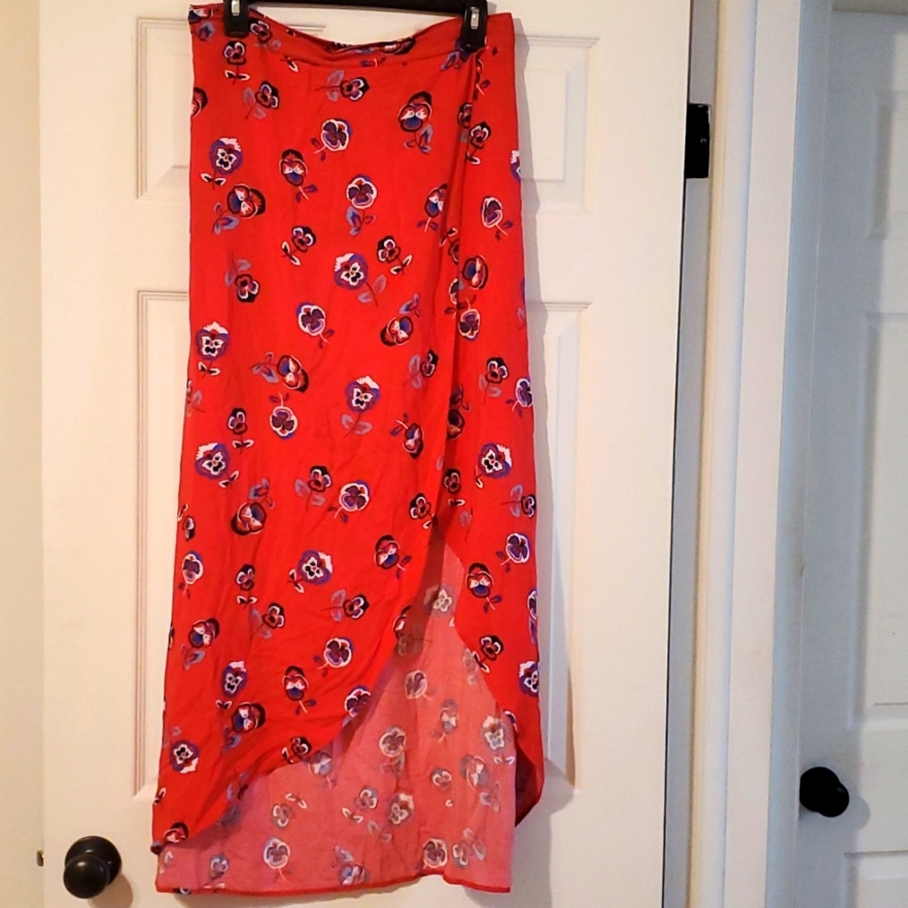 Beautiful Red Floral Maxi Skirt